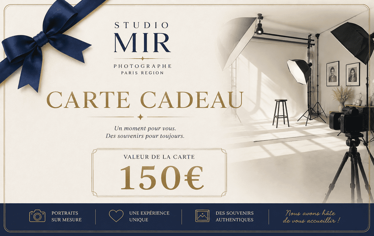 Carte cadeau shooting photo. Studio Mir.